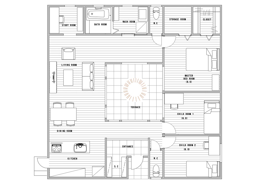 モデルプラン_平屋プラン設計図