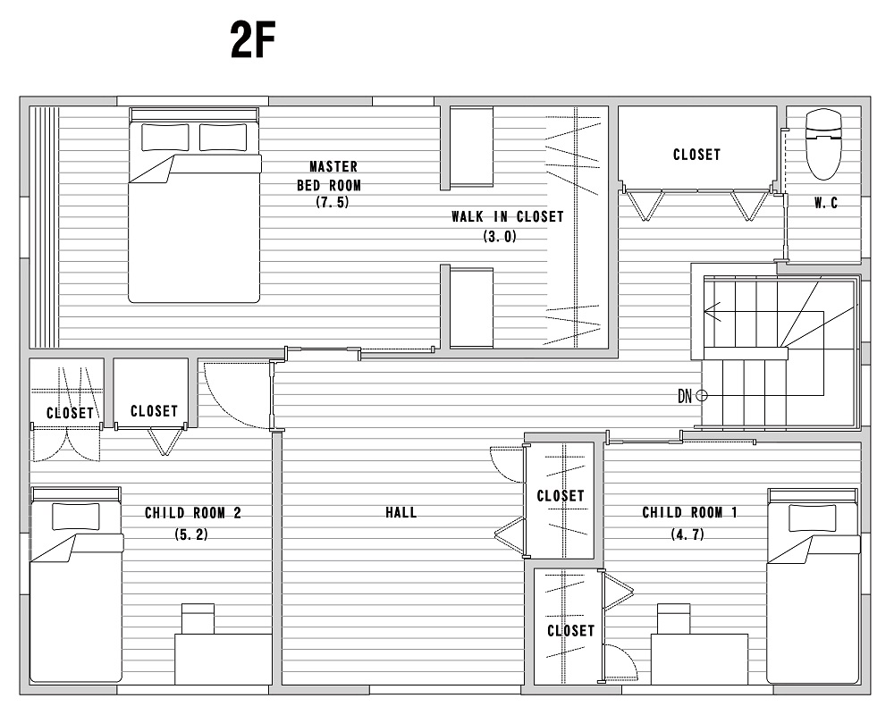 モデルプラン_二階建てプラン設計図_2F